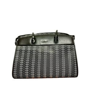 Black leather monogram handbag tote